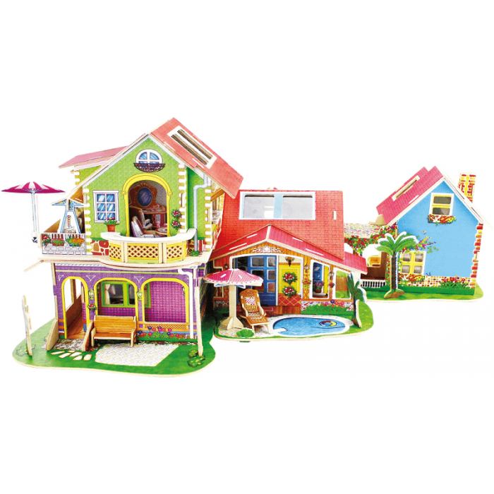 Set casuta Dream Villa - Casute din lemn cu mobilier 5 in 1